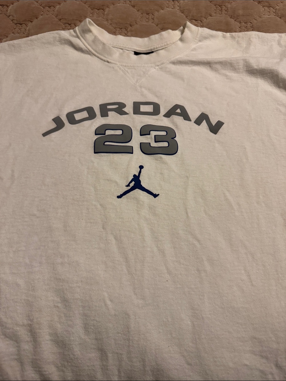 Jordan White sleeveless Tee with Gray 23 and Navy Jumpman